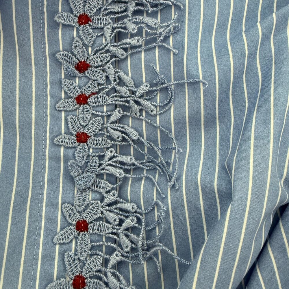 Silvia Tcherassi cotton blue white stripped blouse size XL - Picture 4 of 8